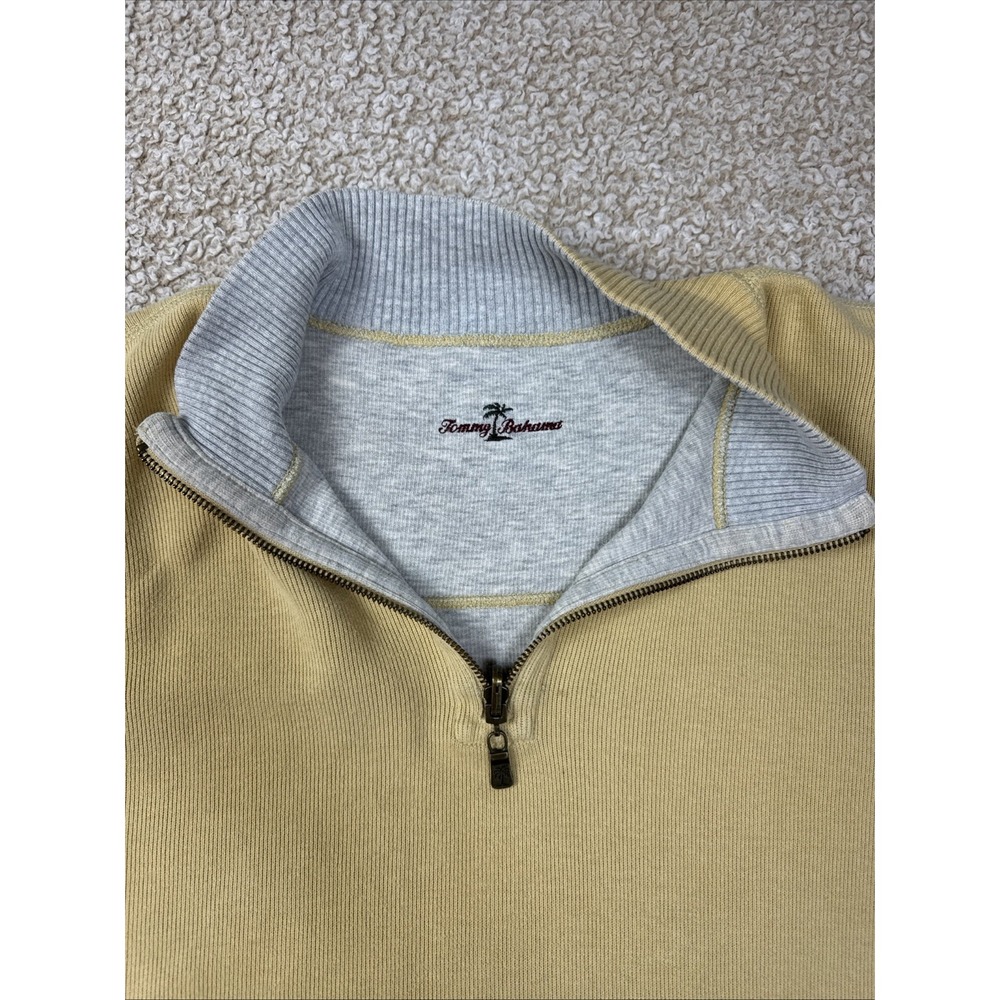 Tommy Bahama Sweater Mens XL Beige Gray Reversible Quarter Zip Pullover - Picture 7 of 14